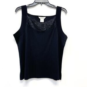 Exclusively Misook Women's Black‎ Lace Trim Tank Top Size Medium